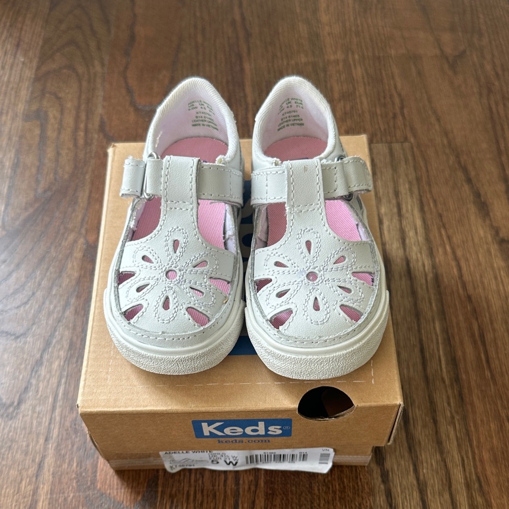 Keds Toddler Girls White Leather Adelle Shoes